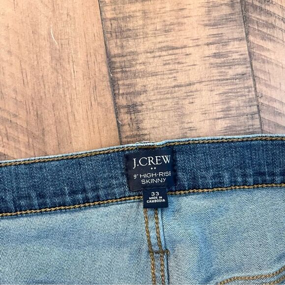J.Crew 9"High Rise Skinny Blue Jeans Womens Button Fly Ankle Size 33 - Picture 5 of 6